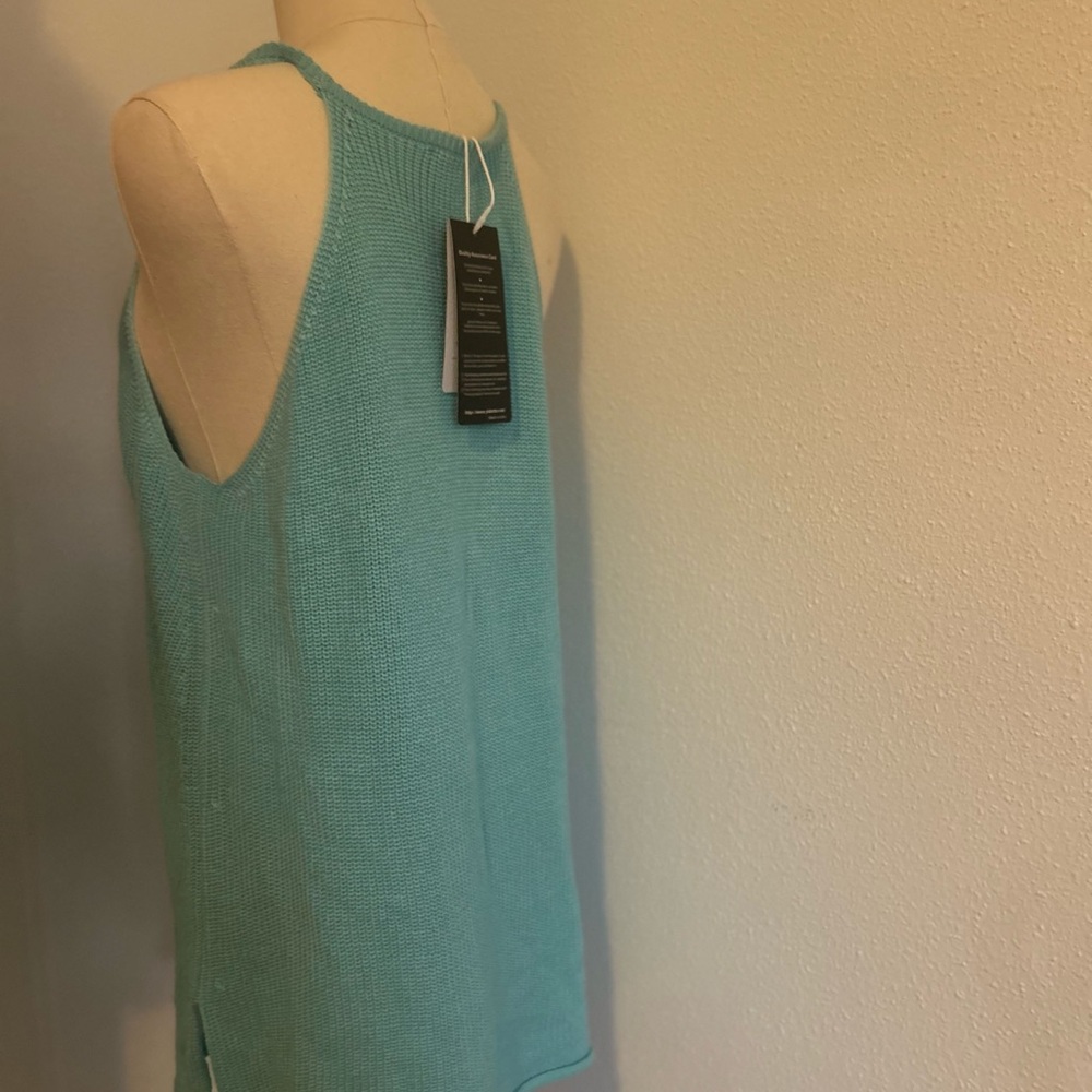 Turquoise Sleeveless Knit Tank Top